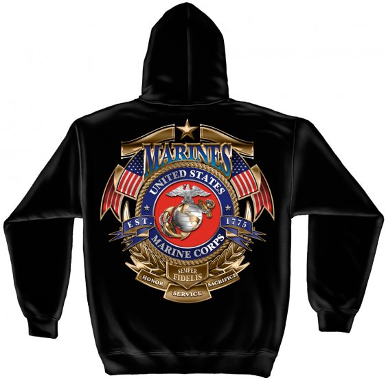 Hooded Sweat Shirt USMC Badge Of Honor