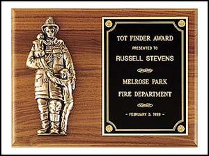 9 X 12 Firematic Award with Antique Bronze Finish Casting